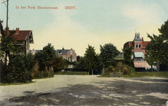 16365 Gezicht in een straat met huizen en beplanting bij het Wilhelminapark te Zeist.